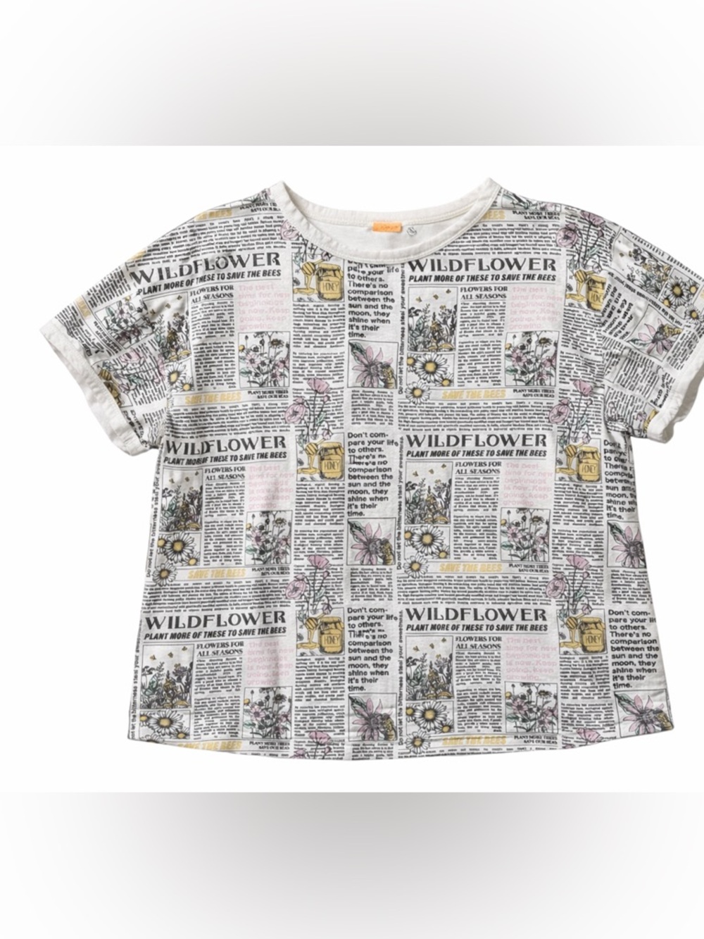 y2k style floral boxy crop tee- large